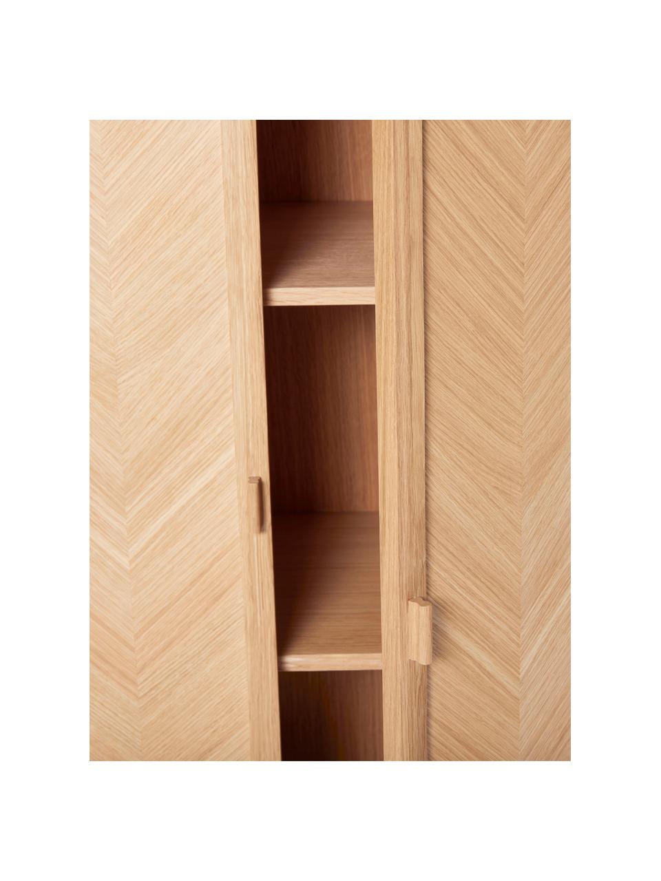 Armoire en bois avec motif à chevrons Herringbone, Chêne, larg. 100 x haut. 140 cm