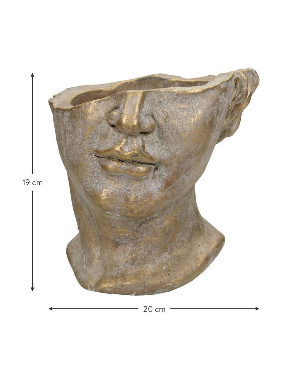 Portavaso di design in cemento Face, Cemento, Dorato, Larg. 20 x Alt. 19 cm