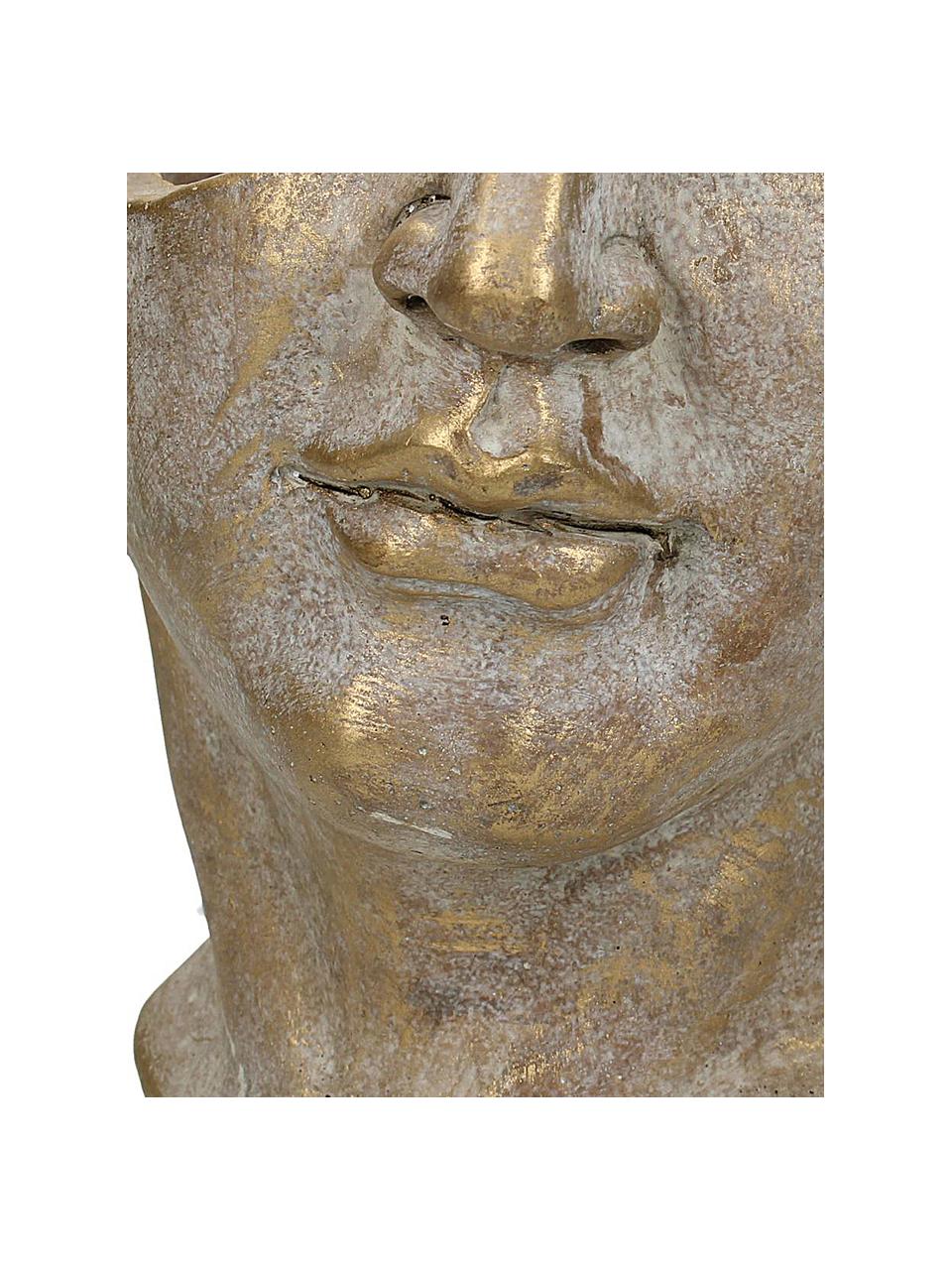 Betonový obal na květináč Face, Beton, Zlatá, Š 20 cm, V 19 cm