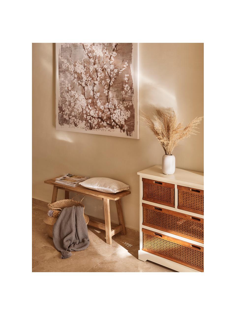 Dekorativní lavice z teakového dřeva Lawas, Přírodní teakové dřevo, Teakové dřevo, Š 100 cm, V 46 cm