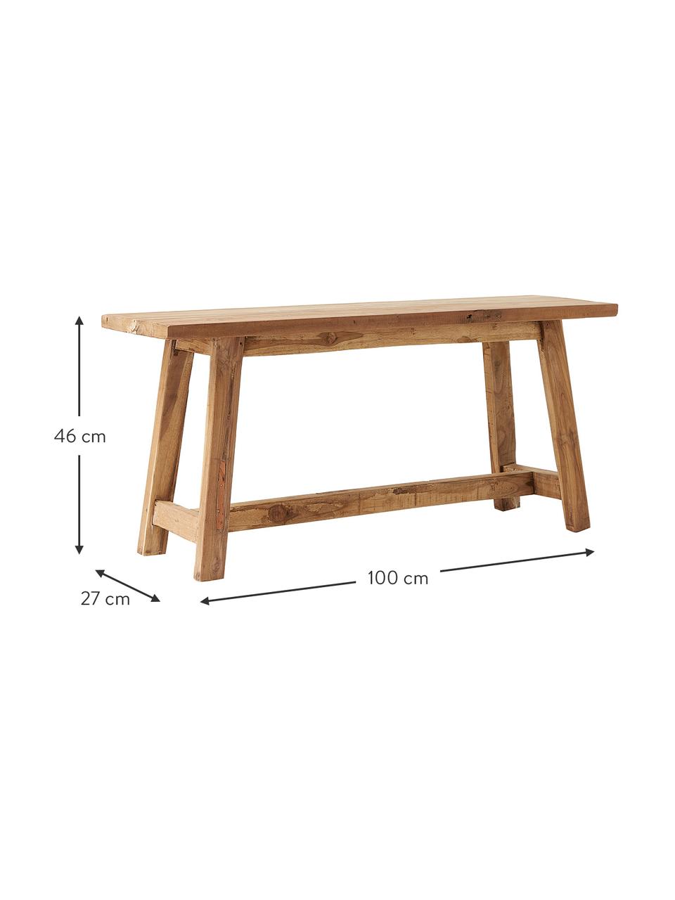 Banc décoratif en teck recyclé Lawas, Bois de teck, matière brute, Bois de teck, larg. 100 x haut. 46 cm
