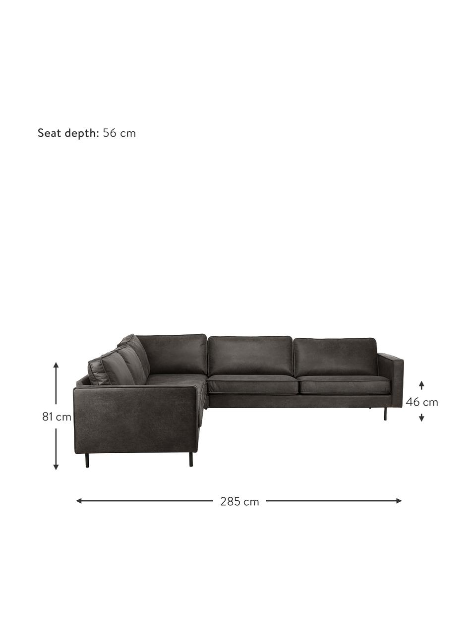 Canapé d'angles XL en cuir recyclé Hunter, Cuir brun-gris, larg. 285 x prof. 285 cm
