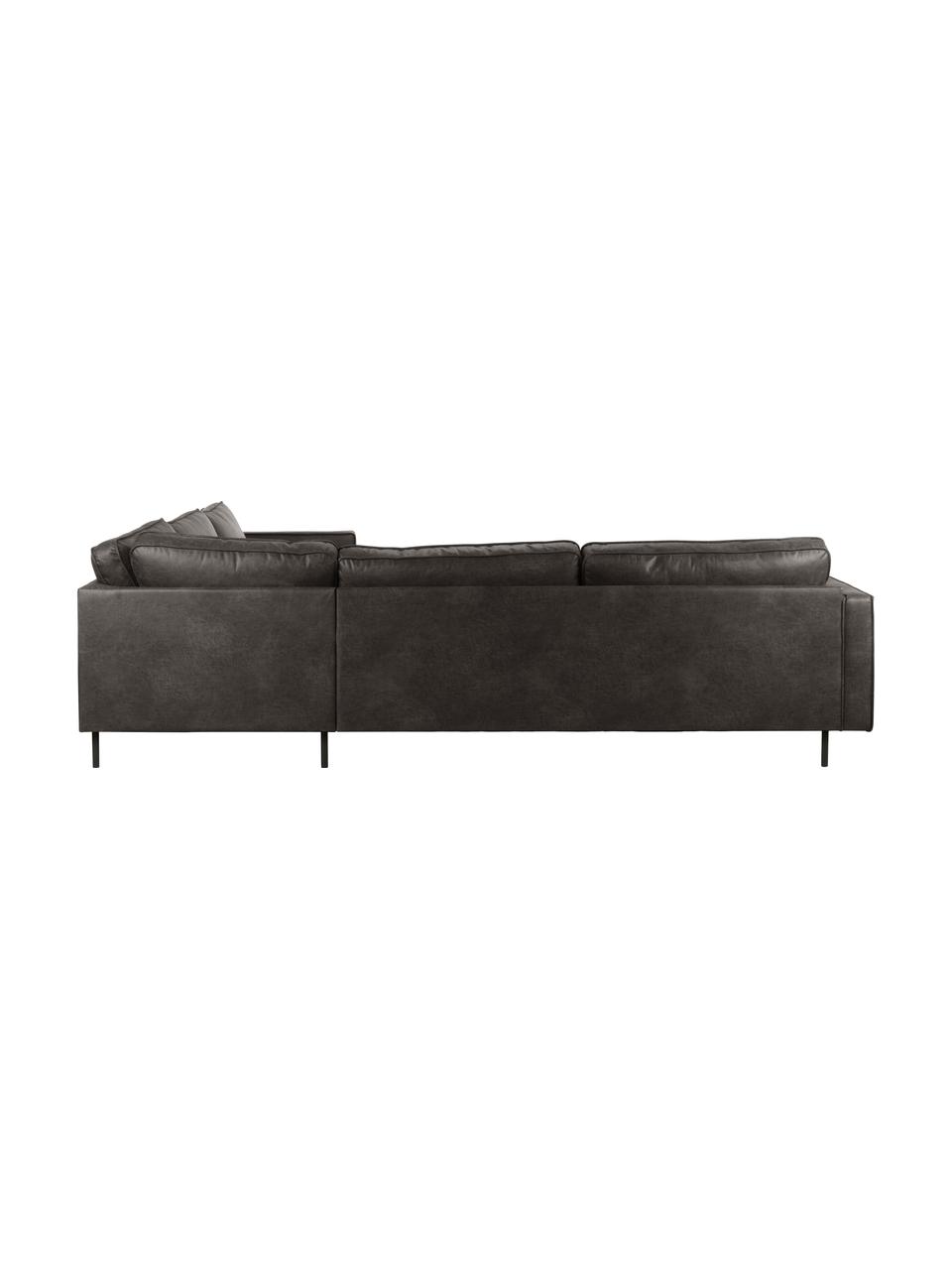 Sofá rinconera extra grande de cuero reciclado Hunter, Tapizado: 70% cuero reciclado, 30% , Estructura: madera de pino maciza con, Patas: metal con pintura en polv, Cuero gris pardo, An 285 x F 285 cm