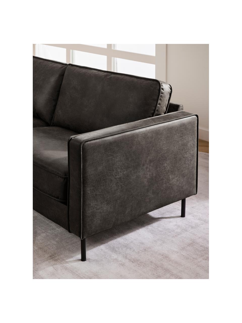 Canapé d'angles XL en cuir recyclé Hunter, Cuir brun-gris, larg. 285 x prof. 285 cm