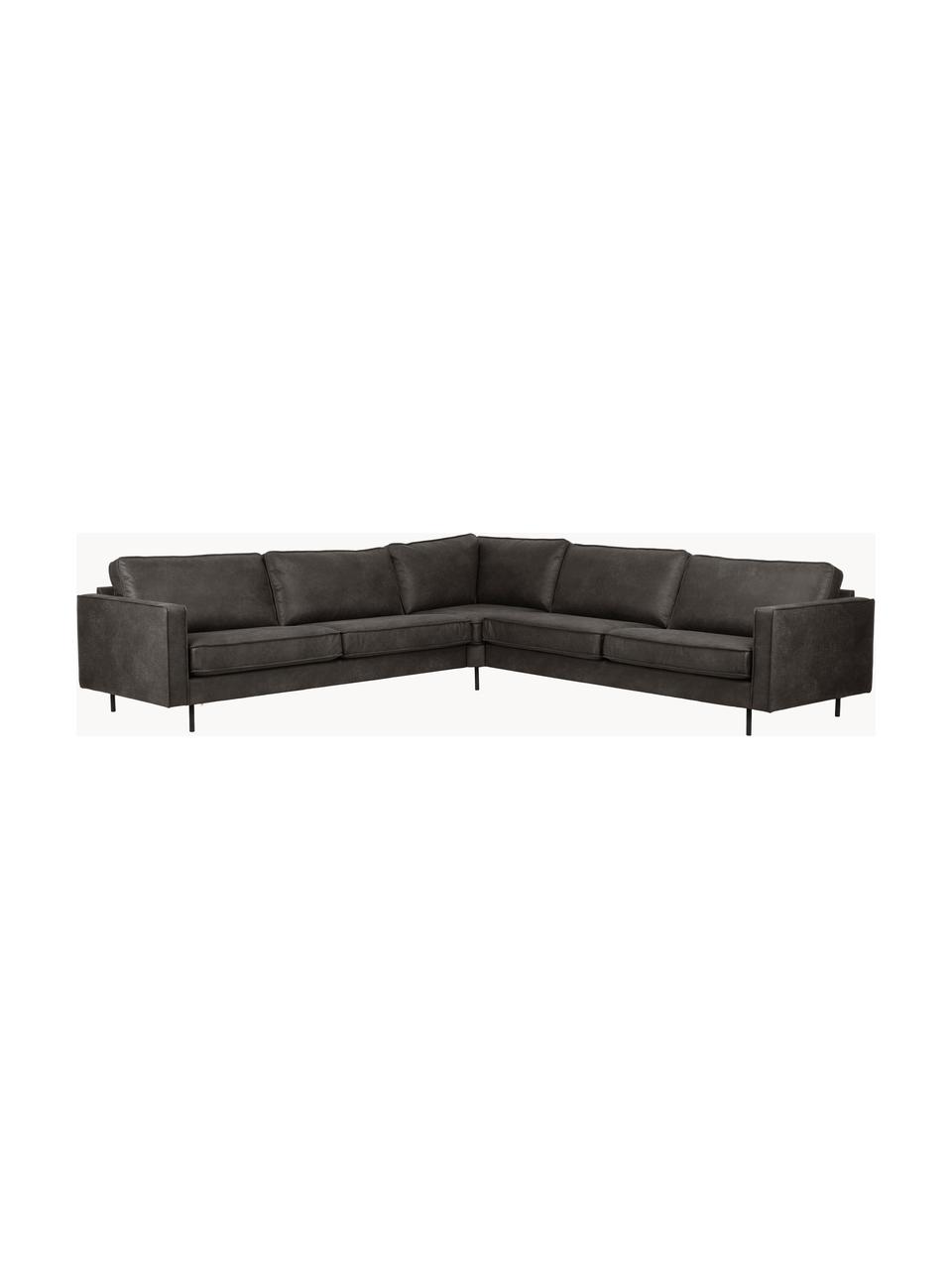 Sofa narożna XL ze skóry z recyklingu Hunter, Tapicerka: 70% skóra z recyklingu, 3, Stelaż: lite drewno sosnowe z cer, Nogi: metal malowany proszkowo , Skóra taupe, S 285 x G 285 cm