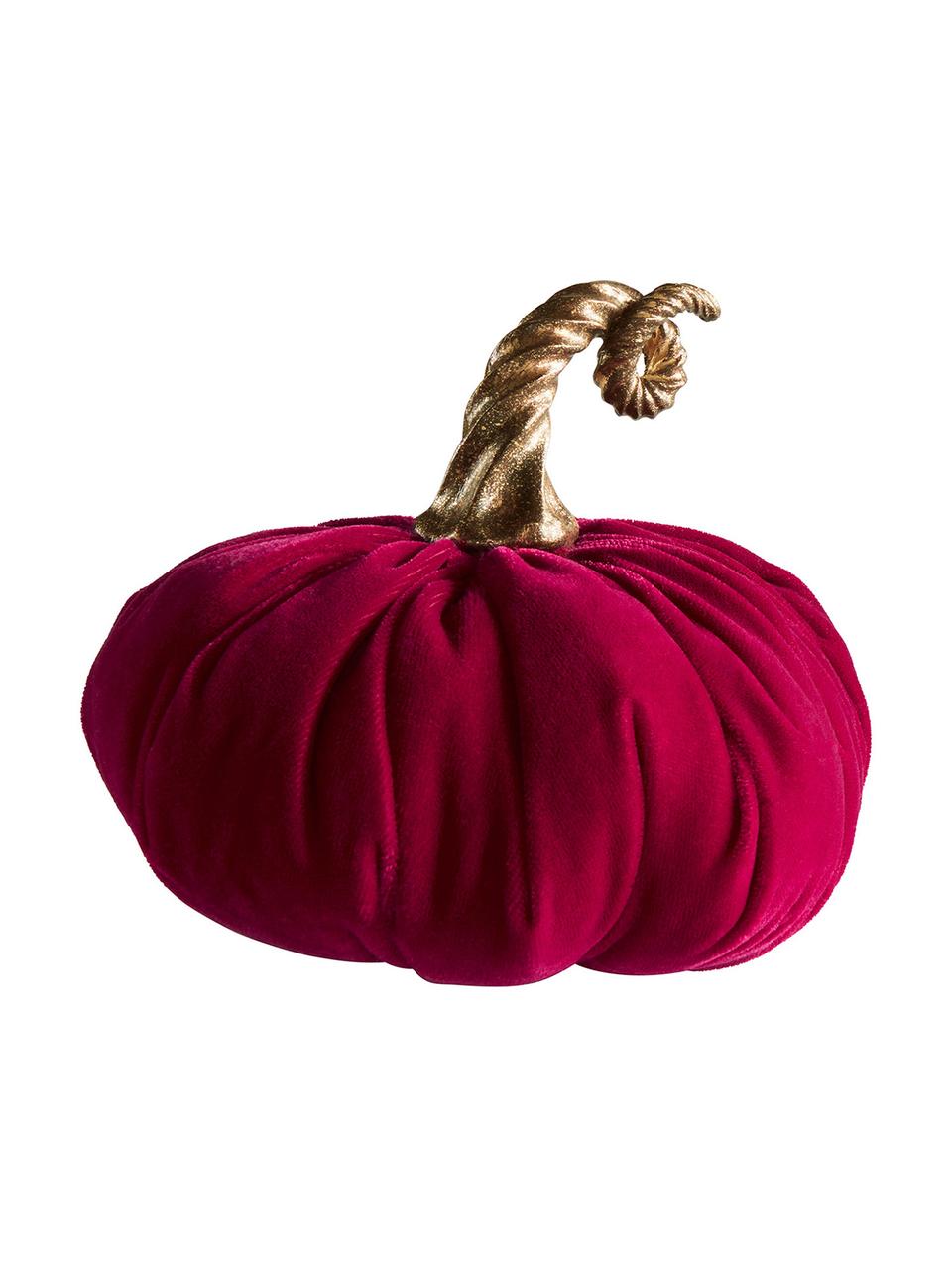 Calabaza decorativa de terciopelo Pumpis, 15% poliresina, 35% acrílico, 25% poliéster, 25% relleno de arena de cuarzo, Rojo, Ø 16 x Al 15