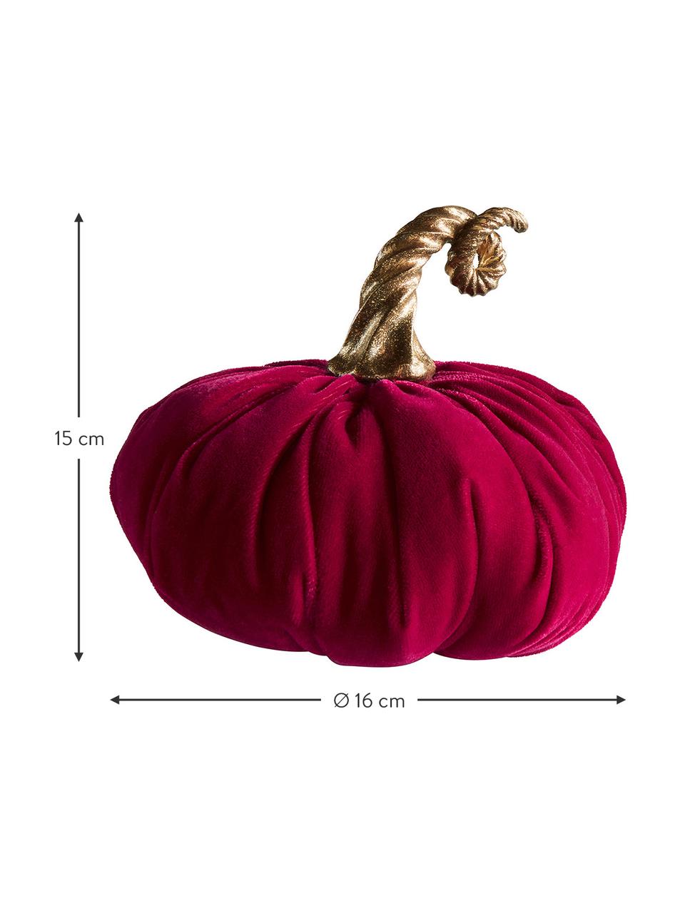 Calabaza decorativa de terciopelo Pumpis, 15% poliresina, 35% acrílico, 25% poliéster, 25% relleno de arena de cuarzo, Rojo, Ø 16 x Al 15