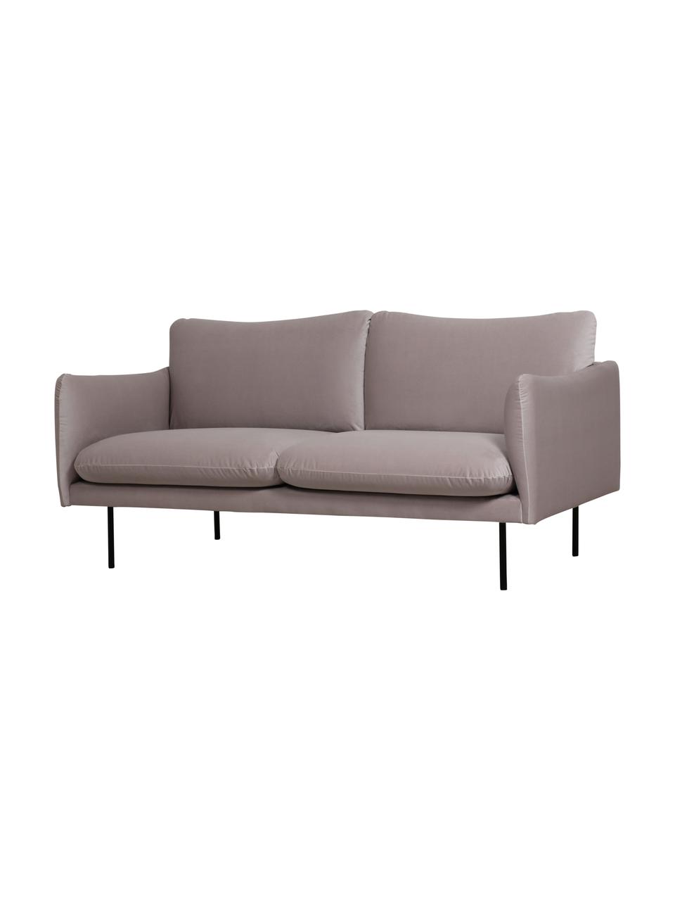 Divano 2 posti in velluto Moby, Rivestimento: velluto (rivestimento in , Struttura: legno di pino massiccio, , Piedini: metallo, laccato a polver, Velluto greige, Larg. 170 x Prof. 95 cm