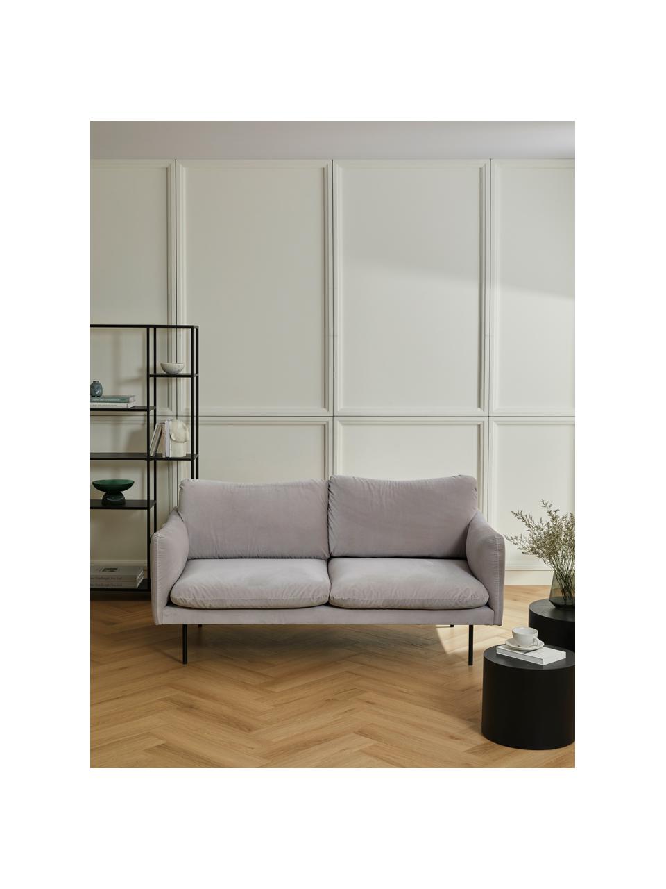 Fluwelen bank Moby (2-zits) met metalen poten, Bekleding: fluweel (hoogwaardig poly, Frame: massief grenenhout, FSC-g, Poten: gelakt metaal, Fluweel taupe, B 170 x D 95 cm