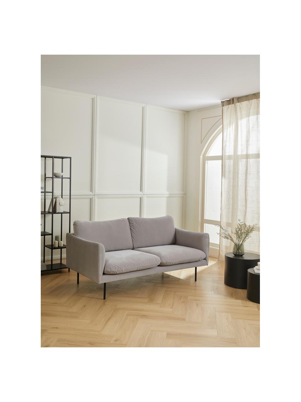 Fluwelen bank Moby (2-zits) met metalen poten, Bekleding: fluweel (hoogwaardig poly, Frame: massief grenenhout, FSC-g, Poten: gelakt metaal, Fluweel taupe, B 170 x D 95 cm
