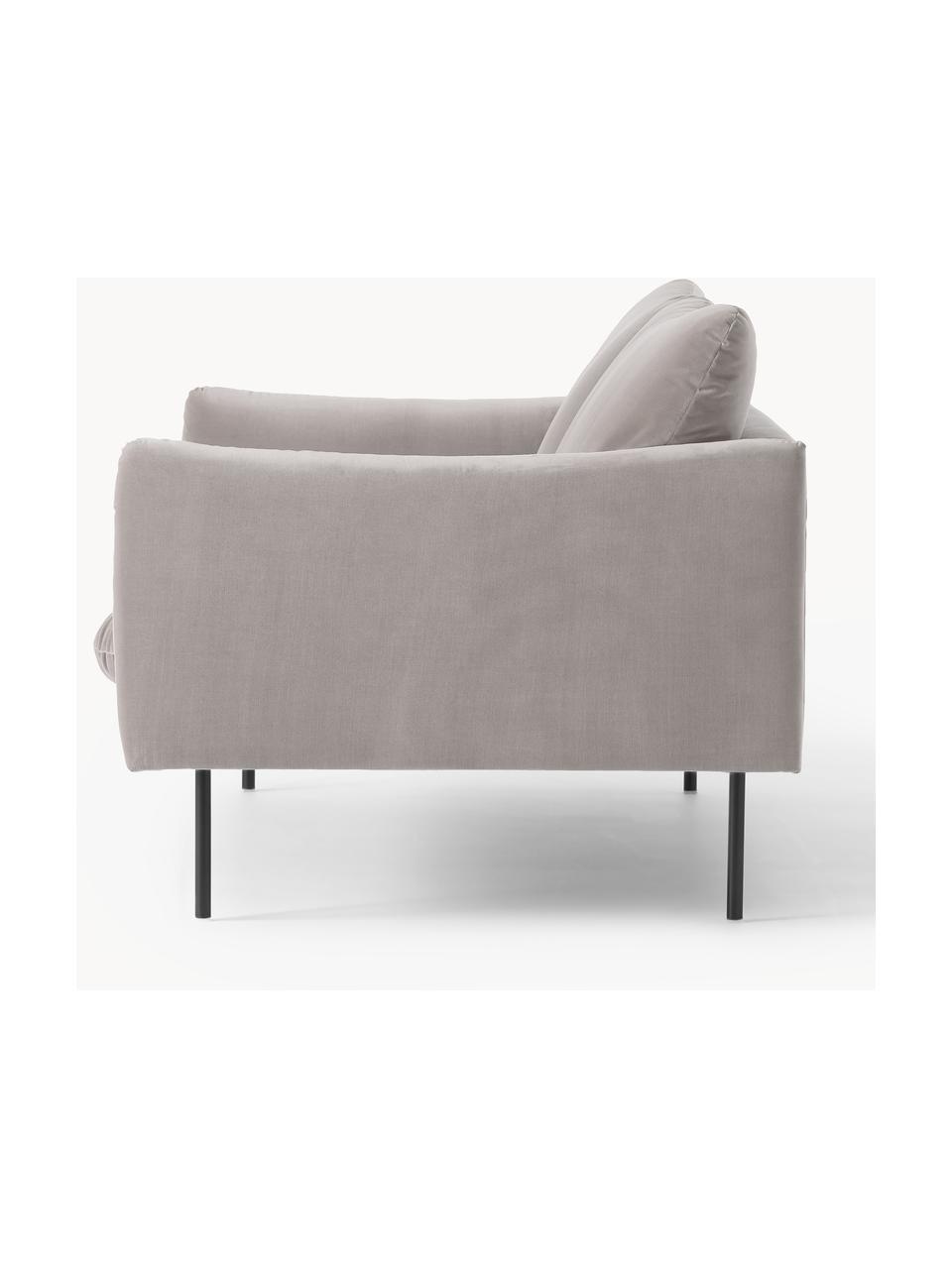 Samt-Sofa Moby (2-Sitzer), Bezug: Samt (Hochwertiger Polyes, Gestell: Massives Kiefernholz, Bir, Füße: Metall, pulverbeschichtet, Samt Greige, B 170 x T 95 cm