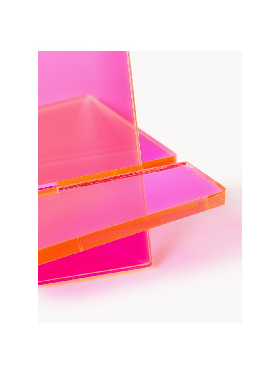 Stojak na książki Crystal, S 27 x W 25 cm, Szkło akrylowe, Różowy, półtransparentny, S 27 x W 25 cm