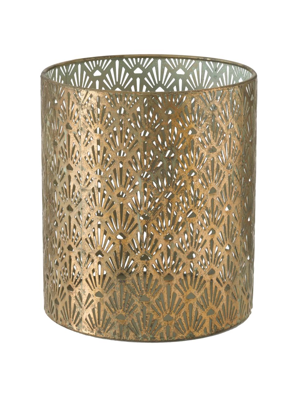 Großes handgefertigtes Windlicht-Set Marifa aus Metall, 3-tlg., Metall, lackiert, Goldfarben, Set mit verschiedenen Größen