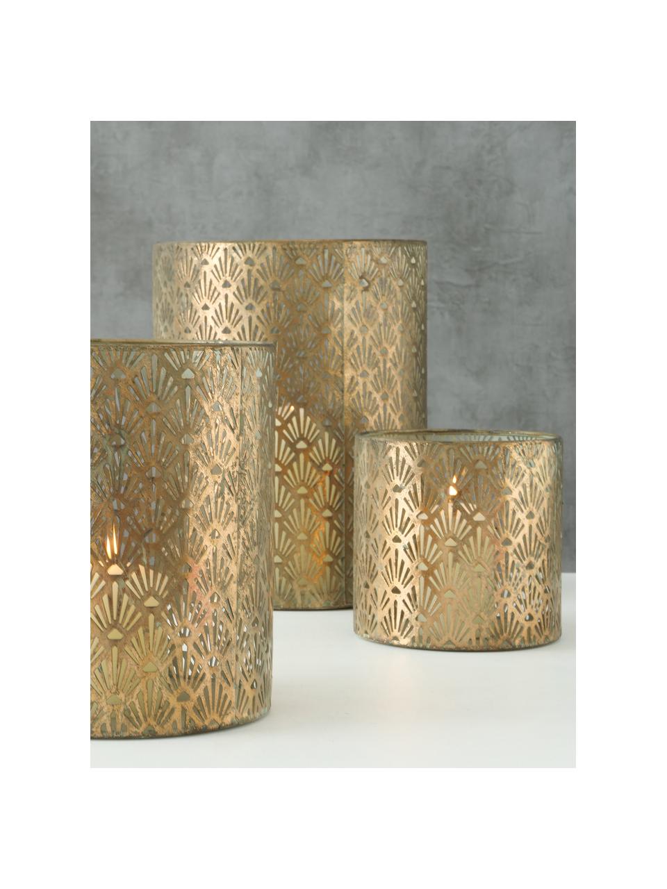 Komplet ręcznie wykonanych świeczników z metalu Marifa, Metal lakierowany, Odcienie złotego, Komplet z różnymi rozmiarami