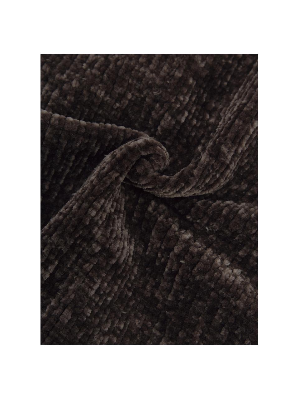 Zachte chenille kussenhoes Beckett in donkergrijs, 100% polyester, Donkergrijs, B 45 x L 45 cm