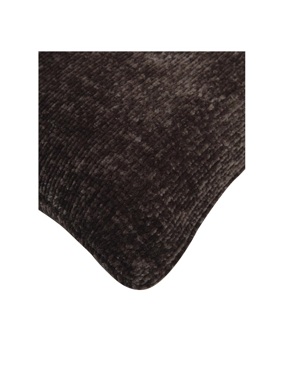 Federa arredo morbida in ciniglia color grigio scuro Beckett, 100% poliestere, Grigio scuro, Larg. 45 x Lung. 45 cm