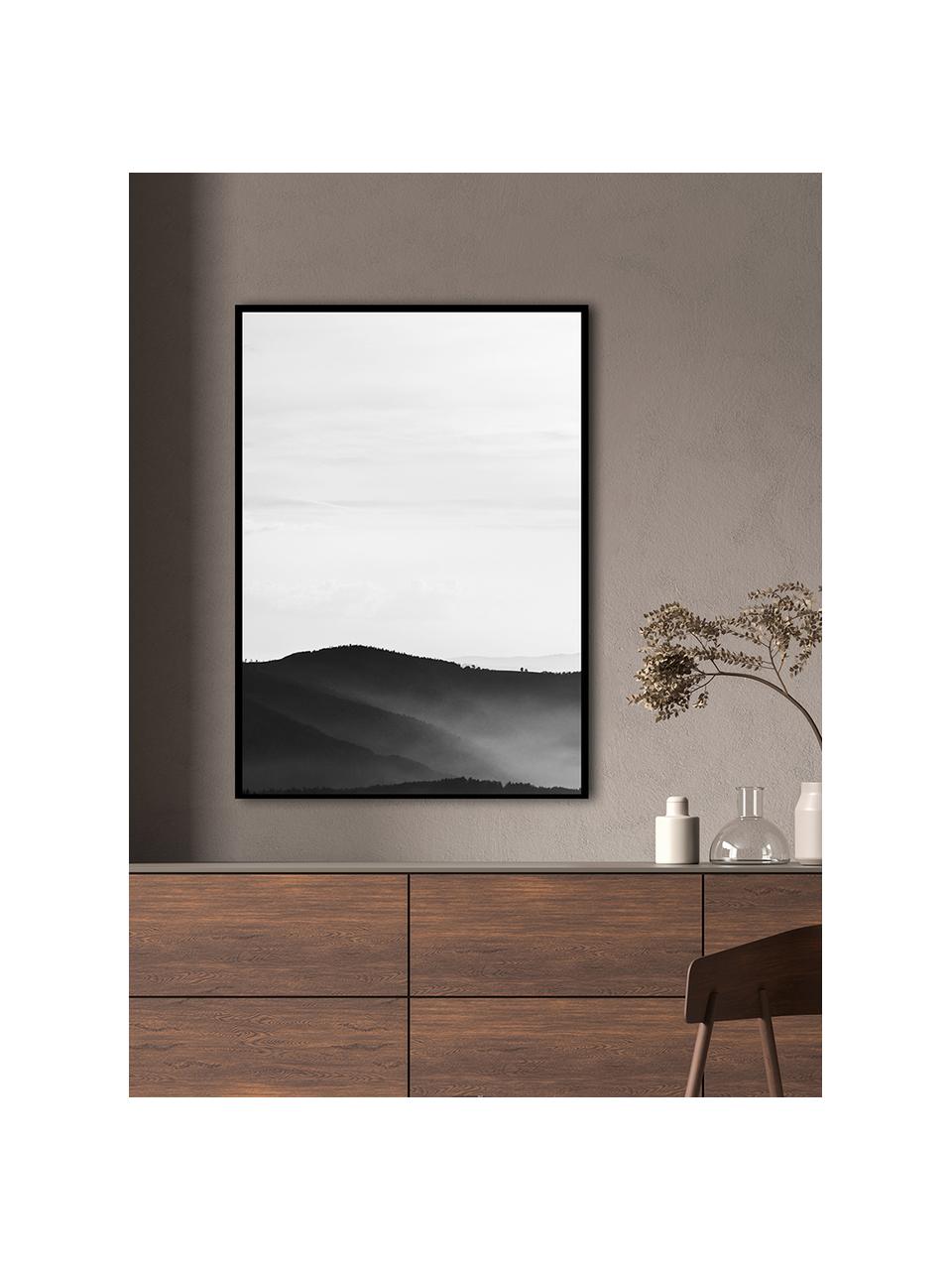 Impression numérique encadrée Mystic scenery, Noir, blanc, larg. 30 x long. 40 cm
