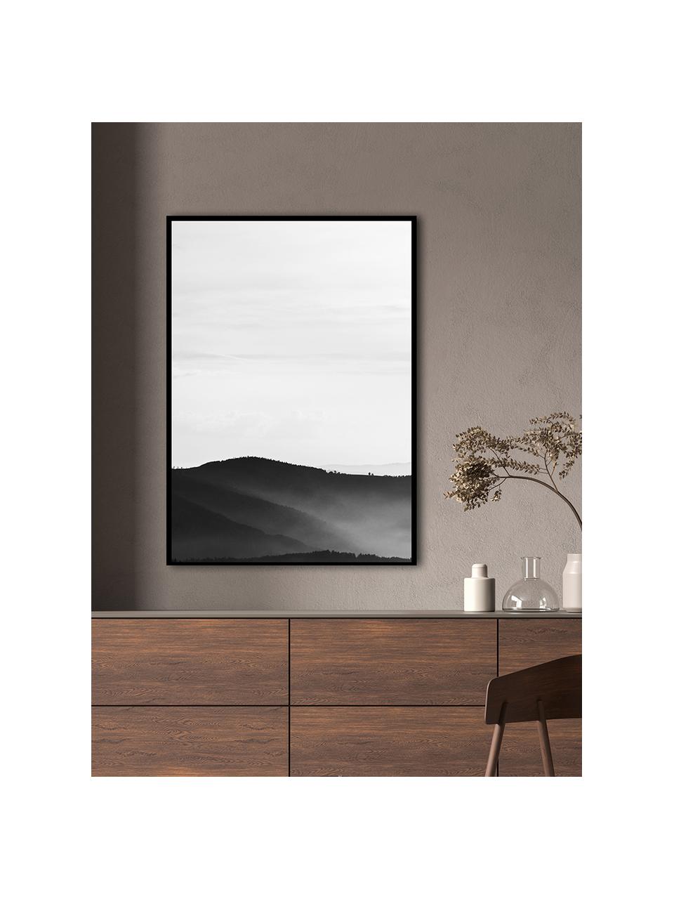 Ingelijste digitale print Mystic scenery, Lijst: eikenhout, gecoat, Zwart, wit, B 30 x H 40 cm