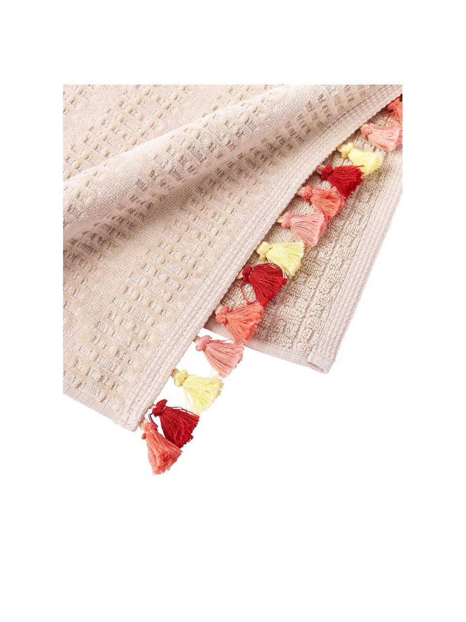Velours handdoekenset Tallulah met decoratieve franjes, 3-delig, 100% katoen
Middelzware kwaliteit, 500 g/m²

Het in dit product gebruikte materiaal is getest op schadelijke stoffen en gecertificeerd volgens STANDARD 100 door OEKO-TEX®, 8135CIT, CITEVE., Lichtroze, meerkleurig, Set met verschillende formaten