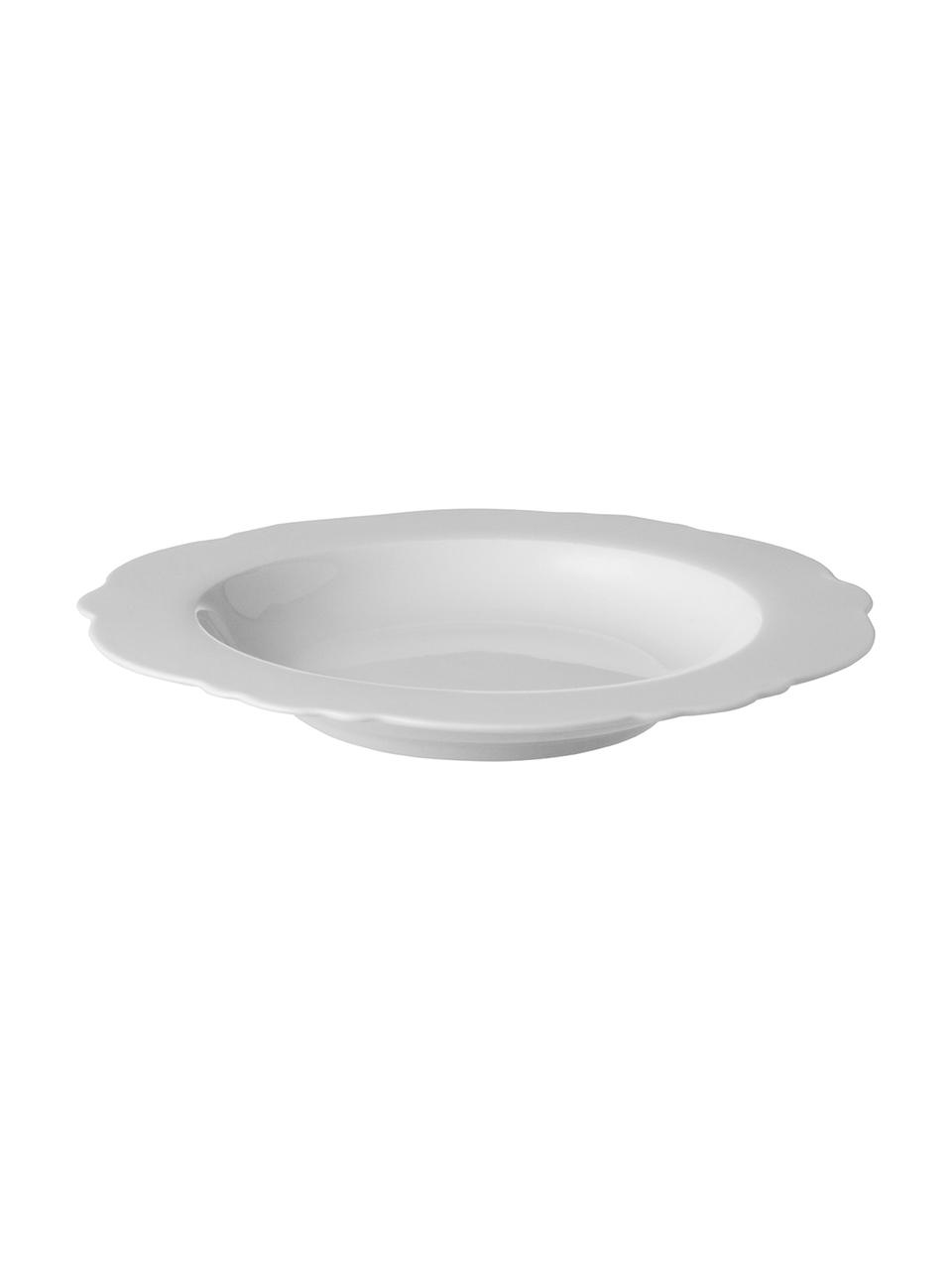 Hluboký talíř se zakřiveným okrajem Muschel Loft, 4 ks, Porcelán, Bílá, Ø 23 cm, V 3 cm
