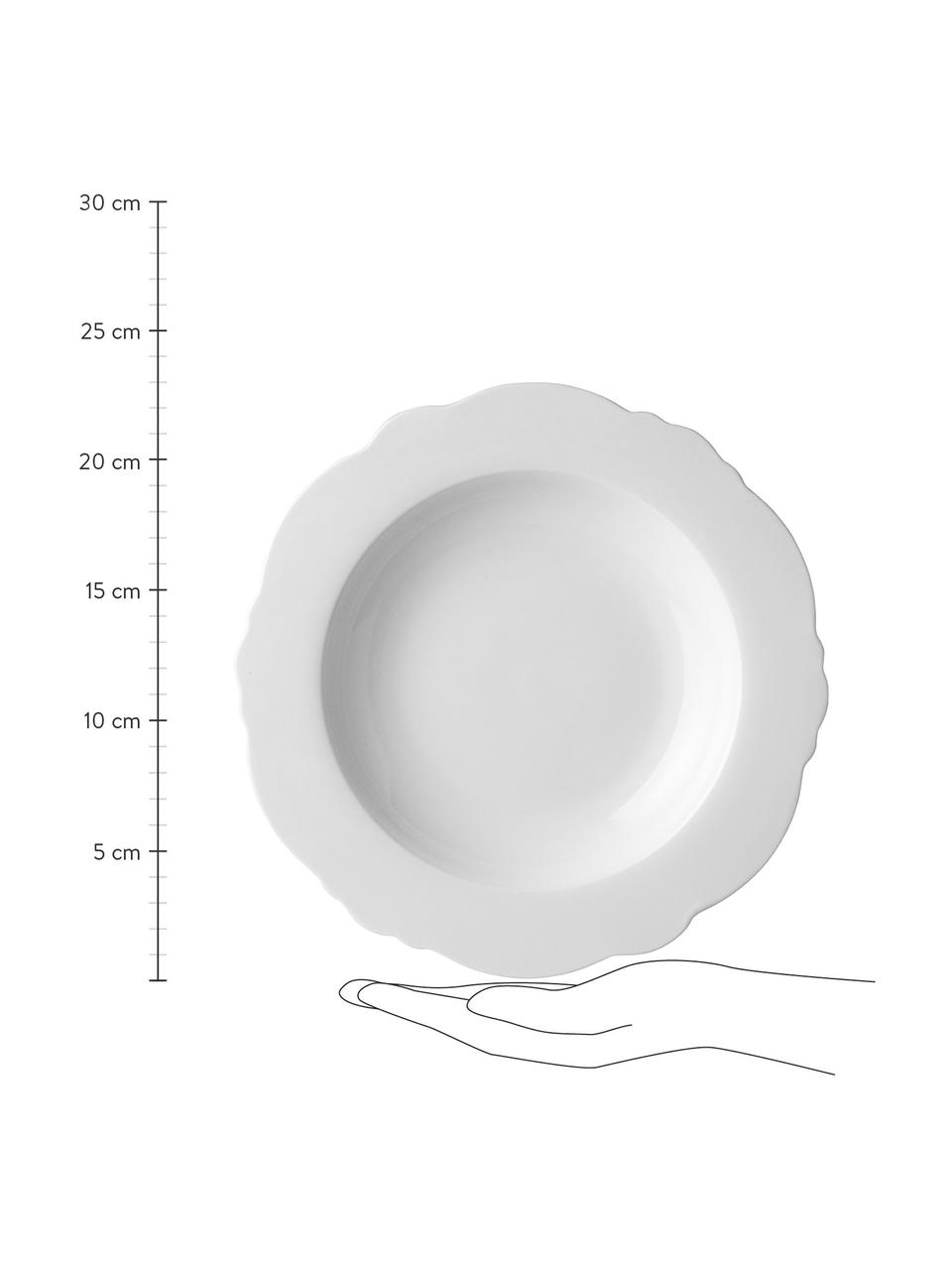 Hluboký talíř se zakřiveným okrajem Muschel Loft, 4 ks, Porcelán, Bílá, Ø 23 cm, V 3 cm