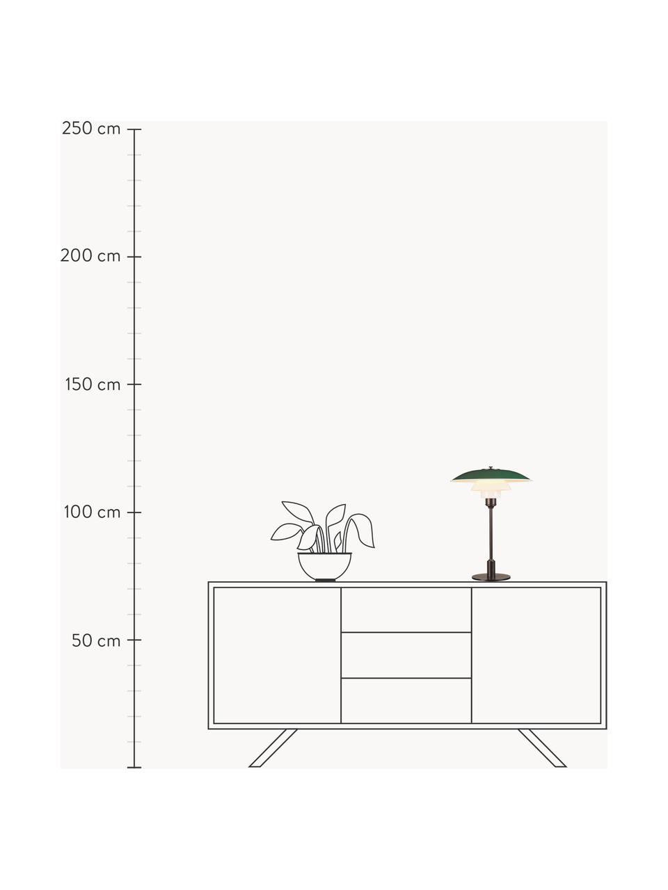 Grosse Tischlampe PH 3½-2½, mundgeblasen, Lampenschirm: Aluminium, beschichtet, O, Grün, Kupfer, Ø 33 x H 45 cm