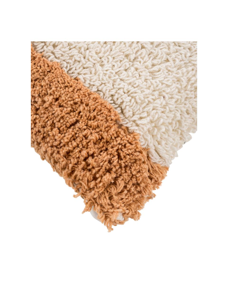Flauschige Kissenhülle Power mit getufteter Oberfläche, 100% Baumwolle, Orange, gebrochenes Weiß, 30 x 50 cm