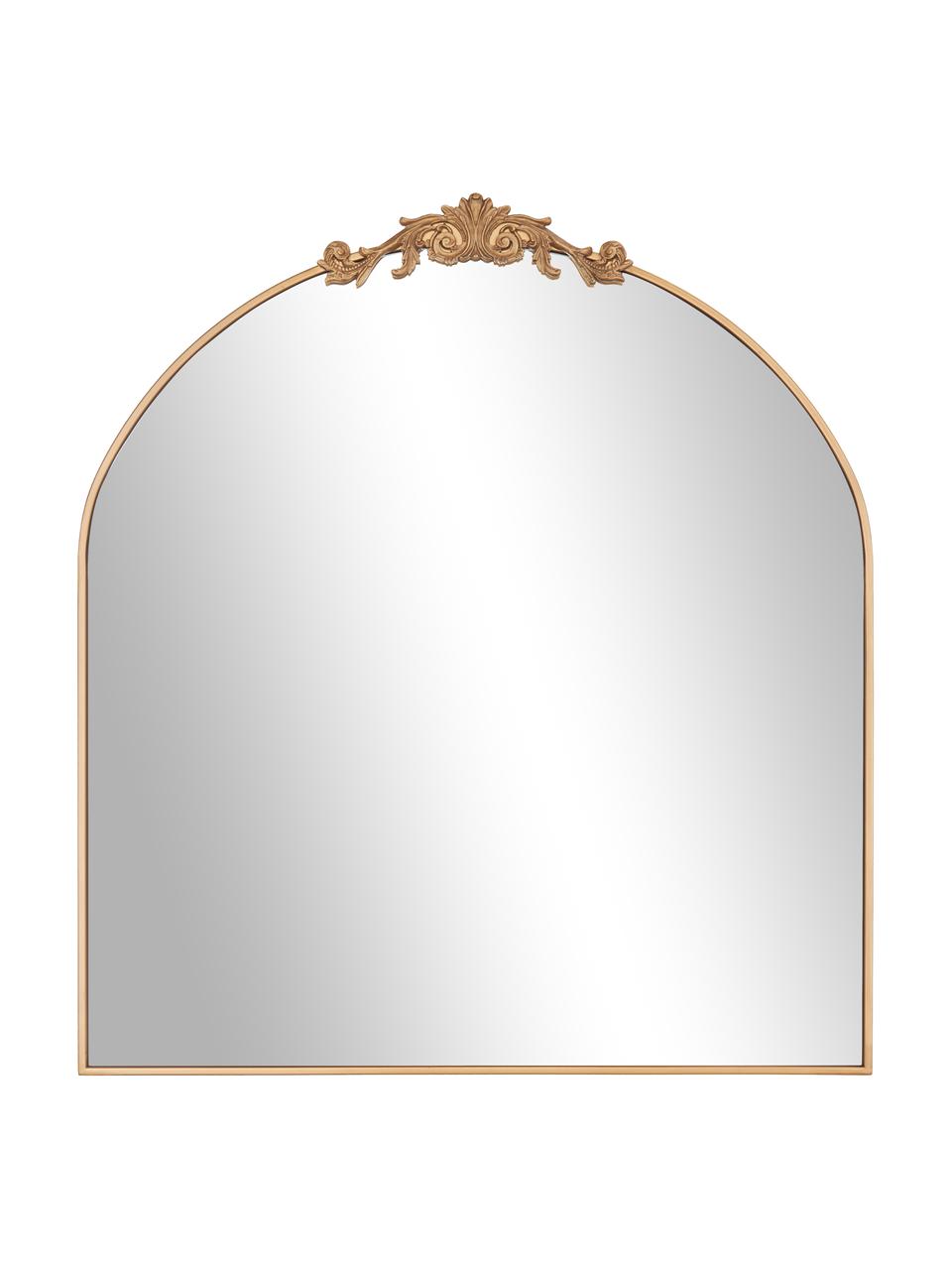 Barokke wandspiegel Saida met goudkleurige metalen lijst, Lijst: gepoedercoat metaal, Goudkleurig, B 90 cm x H 100 cm