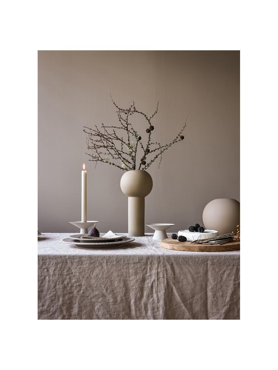 Svietnik na čajovú sviečku s matným povrchom Uma, Nehrdzavejúca oceľ, práškový náter, Lomená biela, Ø 14 x V 7 cm