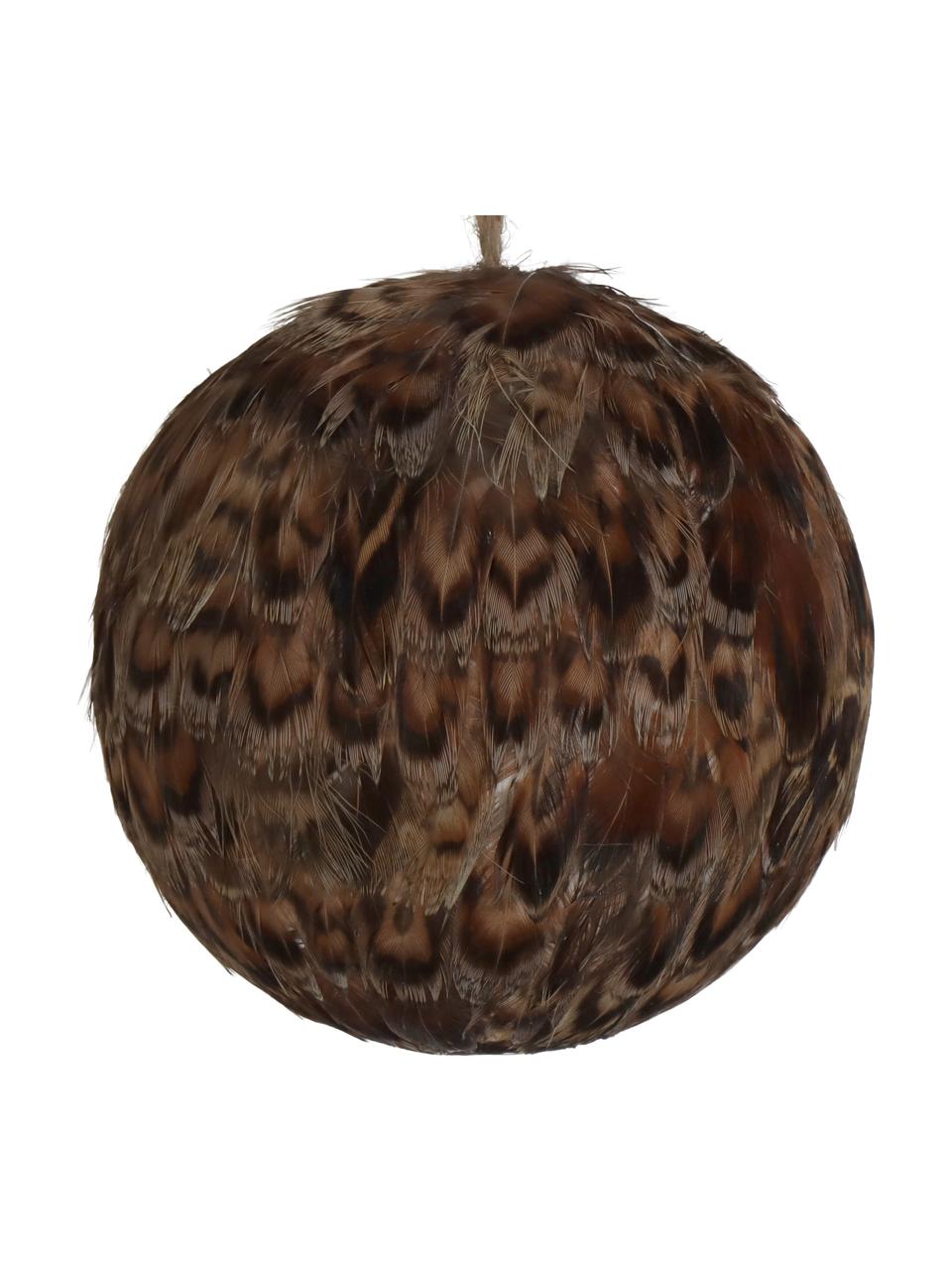 Ozdoba na stromček Feather Ball, 2 ks, Perie, Odtiene hnedej, Ø 8 cm