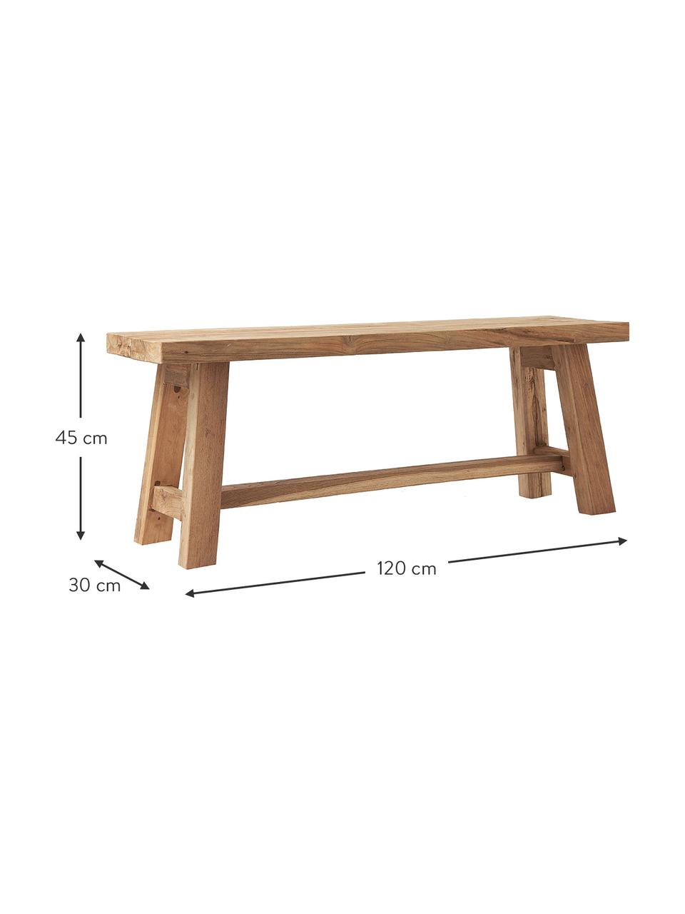 Lavica z tíkového dreva Lawas, Recyklované tíkové drevo, prírodné, Tíkové drevo, Š 120 x V 45 cm