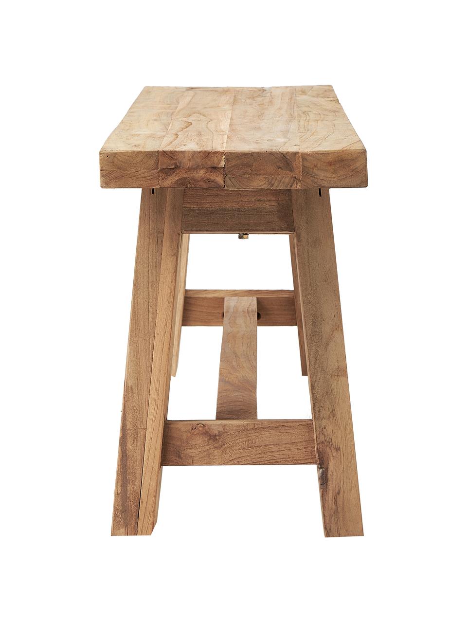 Banc décoratif en teck recyclé Lawas, Bois de teck, finition naturelle, Bois de teck, larg. 120 x haut. 45 cm