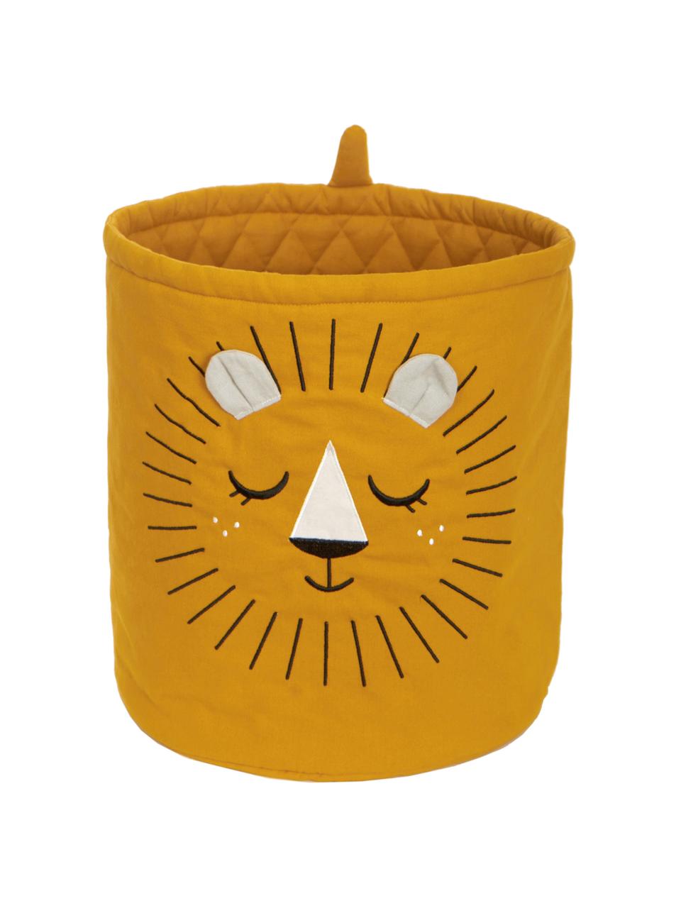 Cesto Leone, Rivestimento: 100% cotone, Giallo, Ø 35 x Alt. 40 cm
