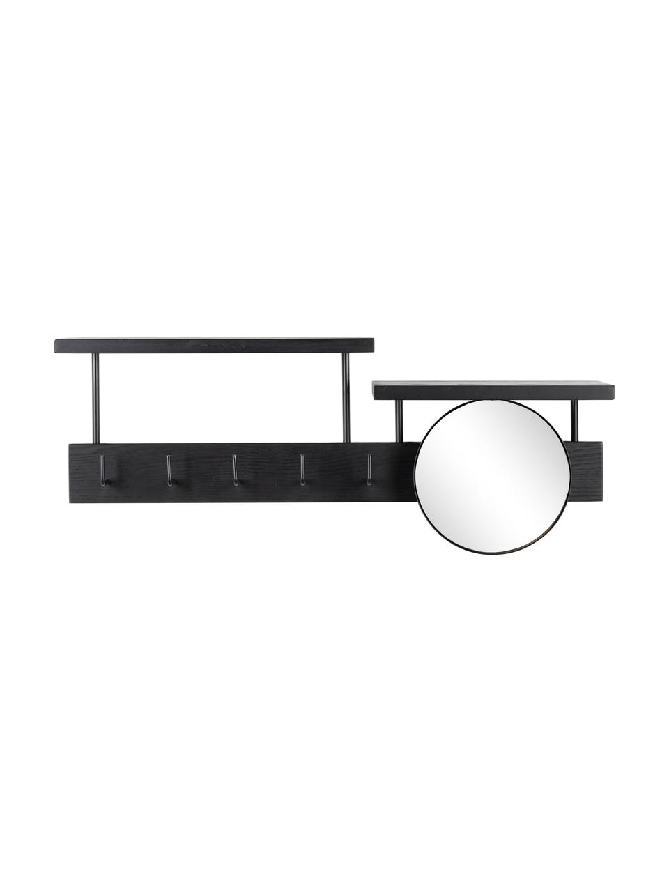Wandgarderobe Joben mit Spiegel, Gestell: Mitteldichte Holzfaserpla, Spiegelfläche: Spiegelglas, Schwarz, B 70 x H 27 cm