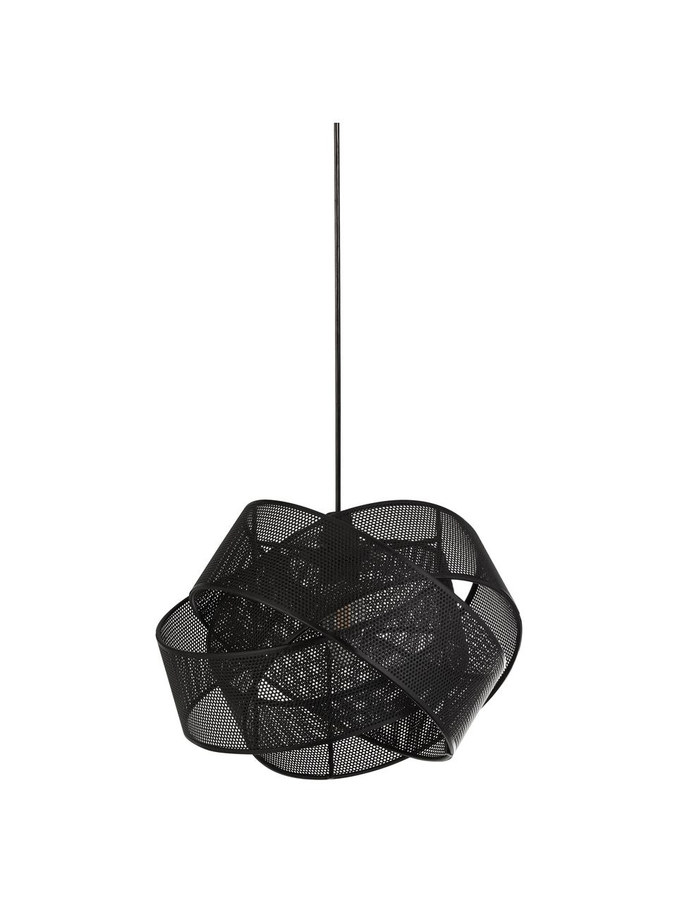 Kleine hanglamp Twist van metaal, Lampenkap: gecoat metaal, Baldakijn: gecoat metaal, Zwart, Ø 28 x H 20 cm
