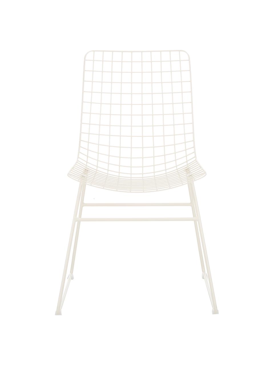 Metaalen stoel Wire in crèmewit, Gepoedercoat metaal, Crèmewit, B 47 x D 54 cm