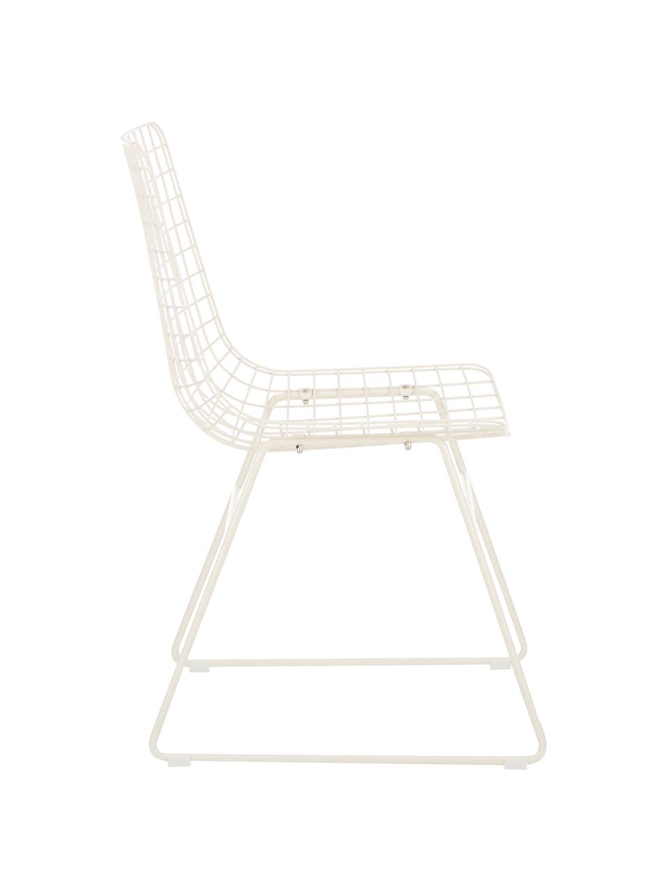 Metaalen stoel Wire in crèmewit, Gepoedercoat metaal, Crèmewit, B 47 x D 54 cm