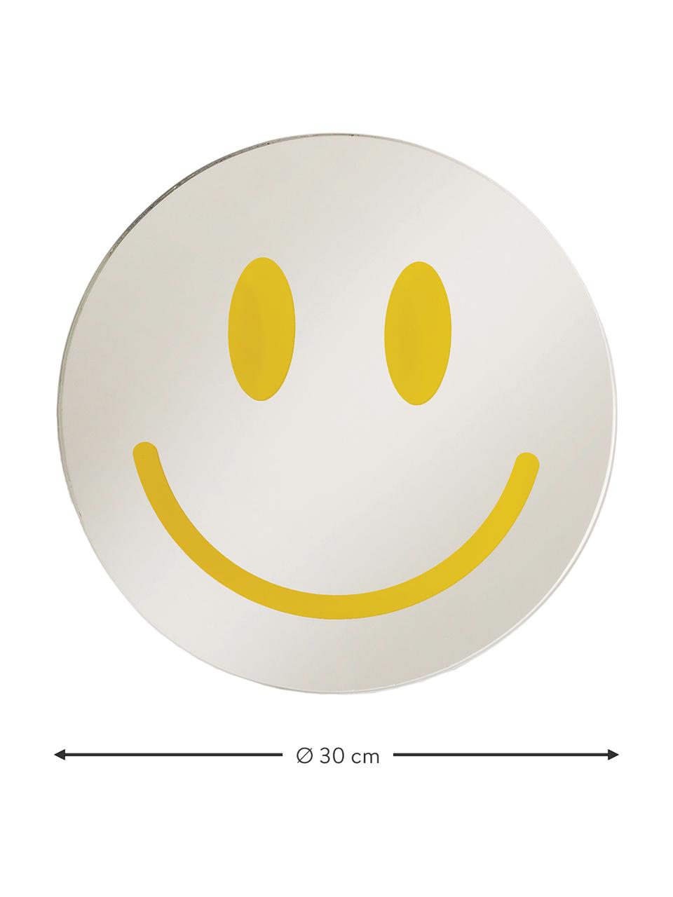 Lijstloze wandspiegel Smile, Geel, crèmewit, Ø 30 cm