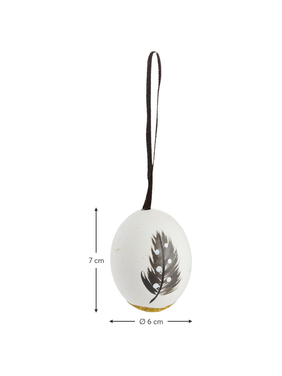 Deko-Anhänger-Set Disa, 12-tlg., Echte Eier, Weiß, Goldfarben, Grau, Ø 6 x H 7 cm