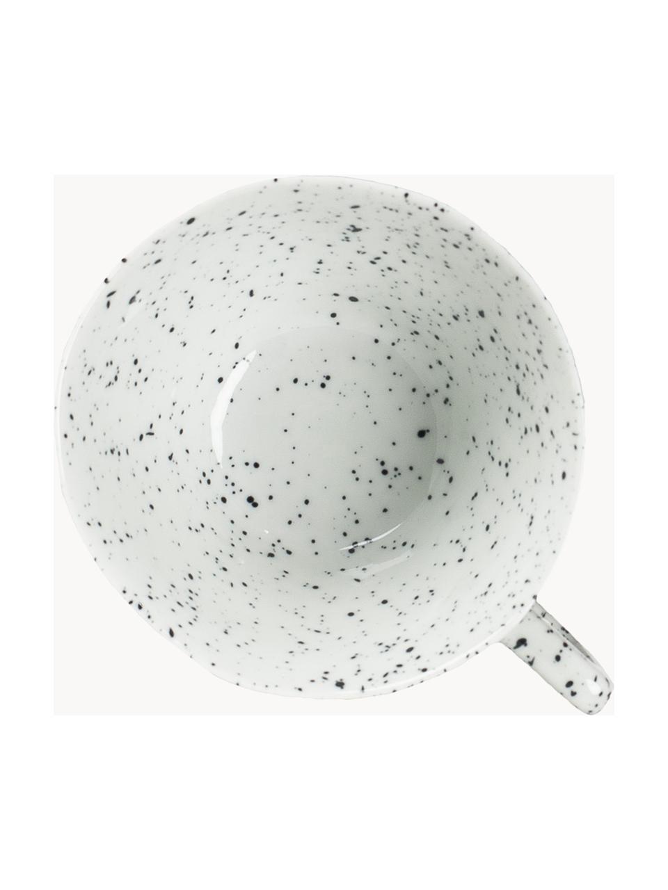 Porzellan-Tasse Poppi, 2 Stück, Porzellan, Weiß, schwarz gesprenkelt, Ø 11 x H 6 cm, 230 ml