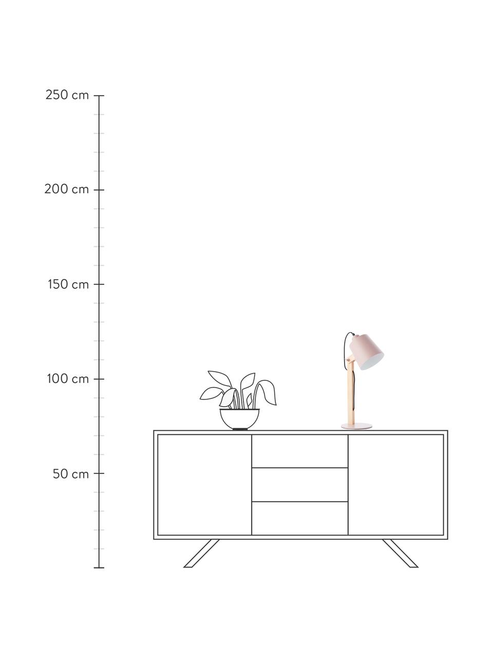 Große Schreibtischlampe Swivel mit Holzfuß, Lampenschirm: Metall, Lampenfuß: Metall, Rosa, Helles Holz, B 16 x H 52 cm