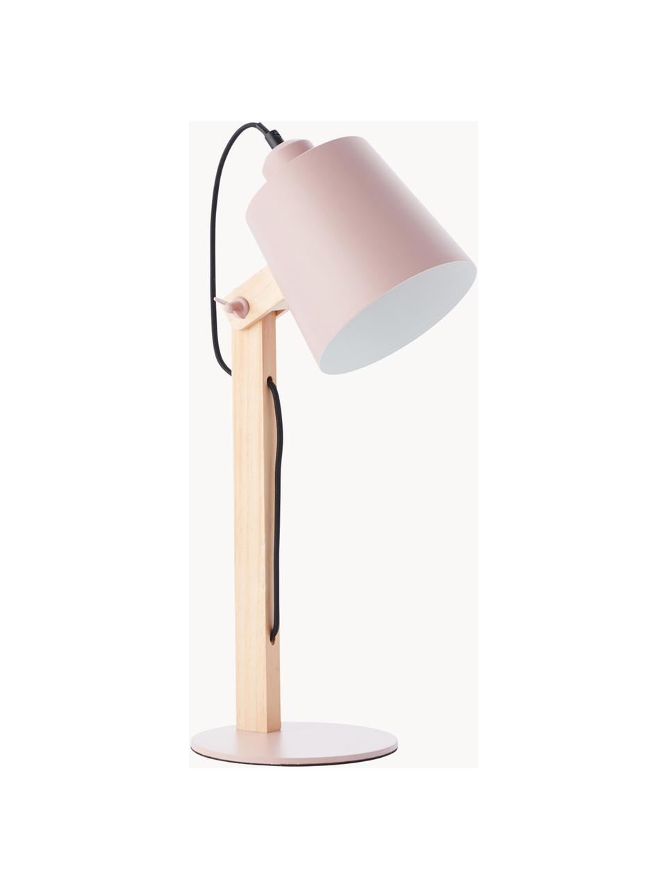 Grande lampe de bureau avec pied en bois Swivel, Rose, bois clair, larg. 16 x haut. 52 cm