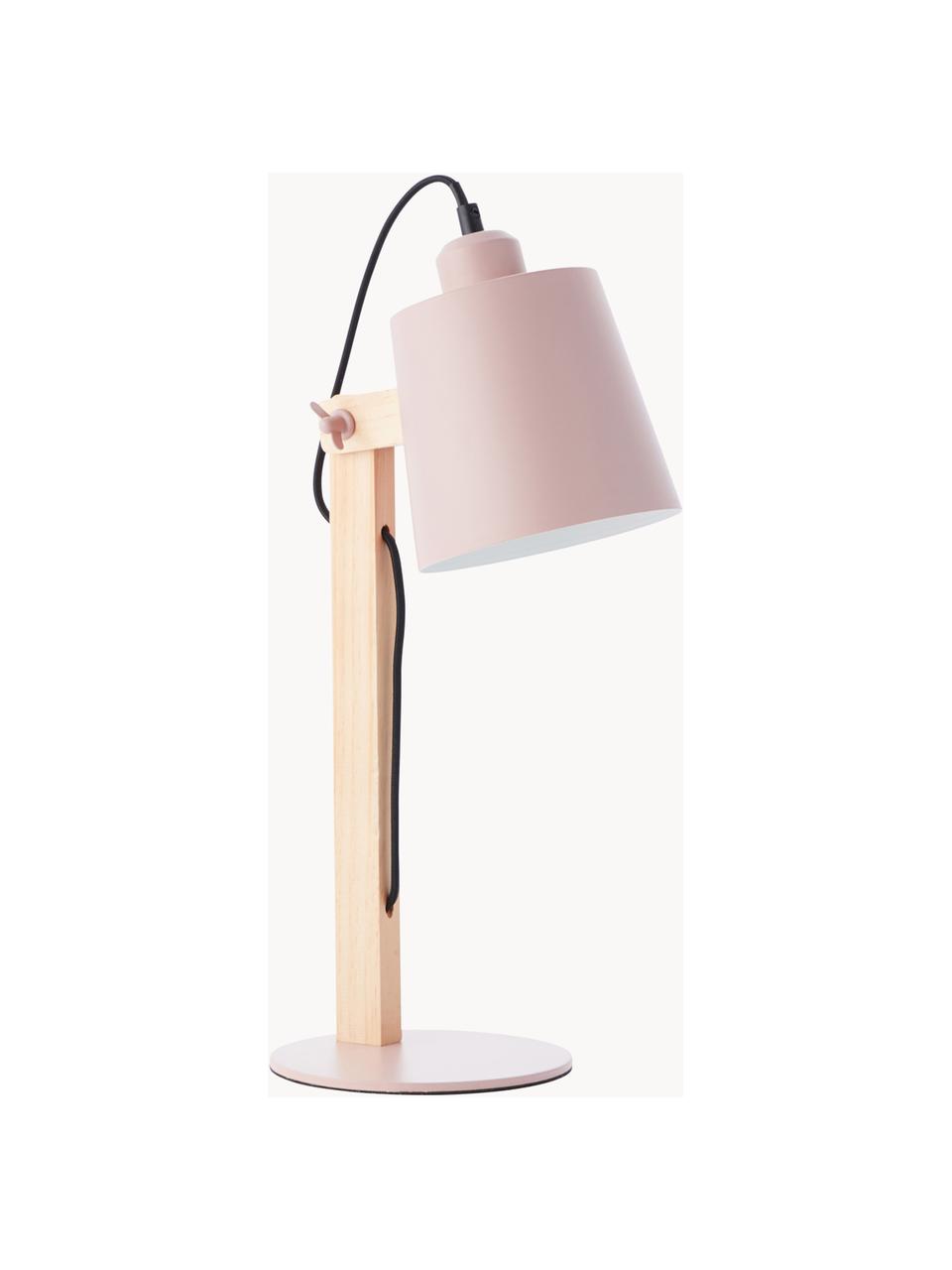 Grande lampe de bureau avec pied en bois Swivel, Rose, bois clair, larg. 16 x haut. 52 cm