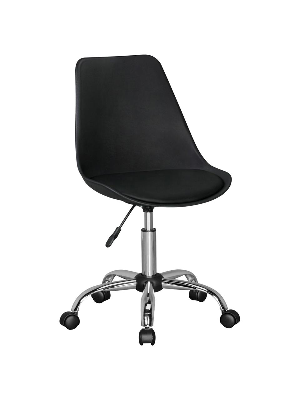 Chaise de bureau rotative avec assise rembourrée Sitz, Noir, chrome, larg. 47 x prof. 46 cm