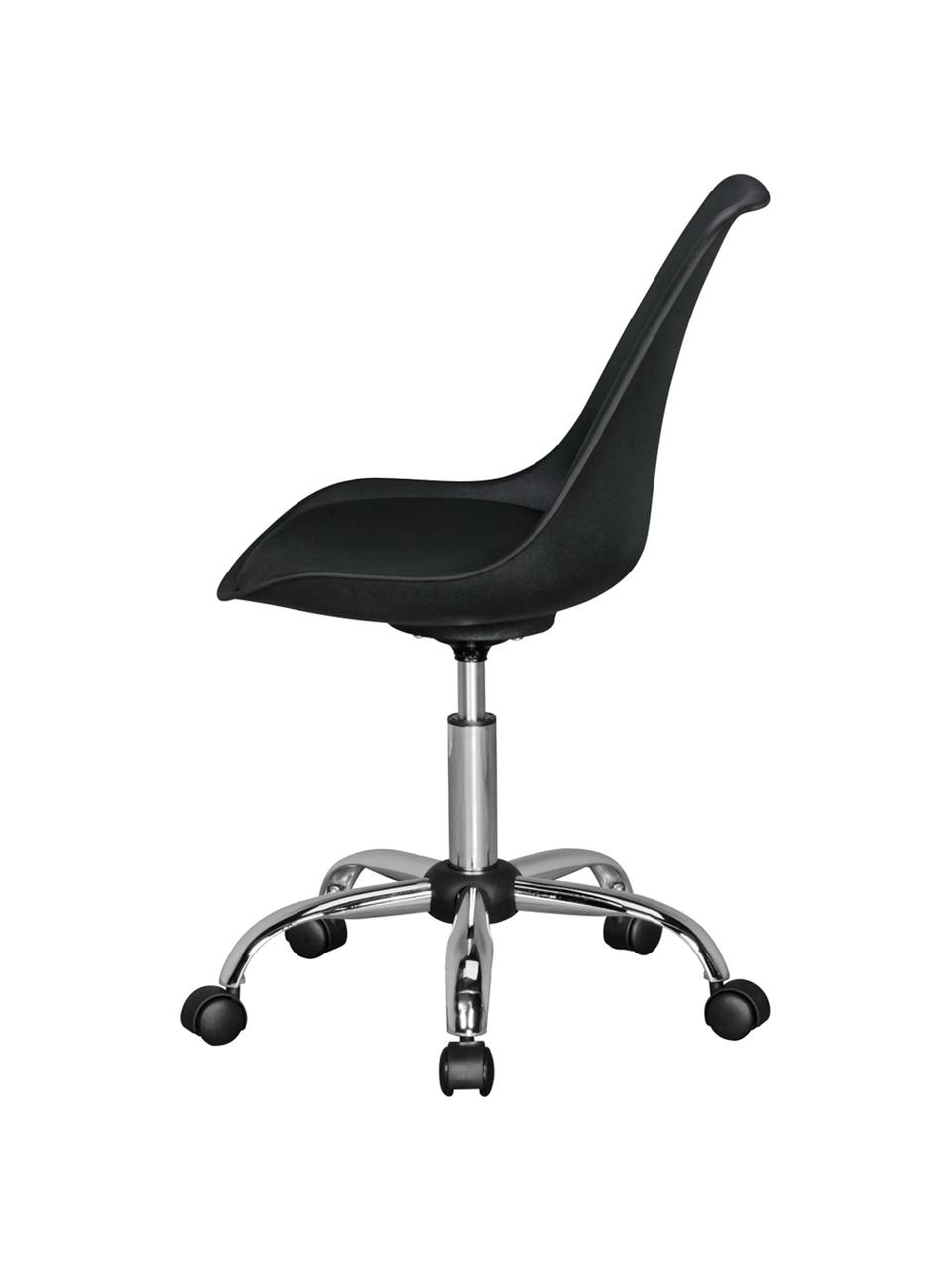 Chaise de bureau rotative avec assise rembourrée Sitz, Noir, chrome, larg. 47 x prof. 46 cm