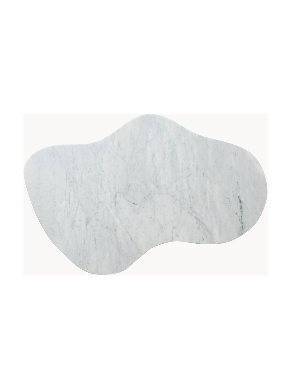 Marmeren salontafel Naruto in organische vorm, Tafelblad: marmer, Poten: eikenhout, Eikenhout, wit, gemarmerd, B 90 x D 59 cm