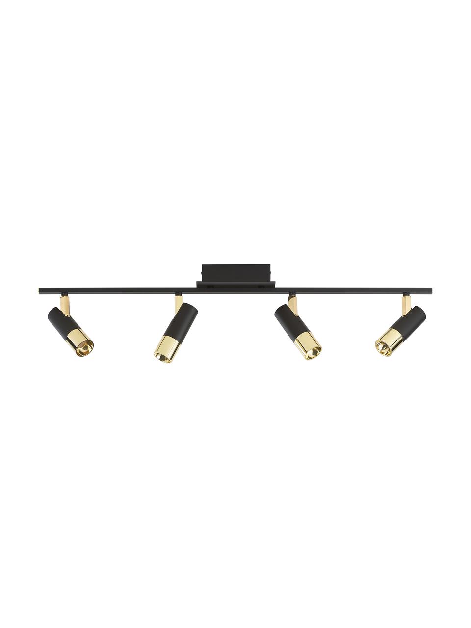 Faretti a LED da soffitto Bobby-Gold, Paralume: metallo verniciato a polv, Baldacchino: metallo verniciato a polv, Nero, dorato, Larg. 86 x Alt. 13 cm