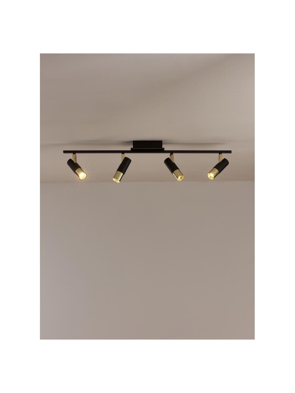 Faretti a LED da soffitto Bobby-Gold, Paralume: metallo verniciato a polv, Baldacchino: metallo verniciato a polv, Nero, dorato, Larg. 86 x Alt. 13 cm