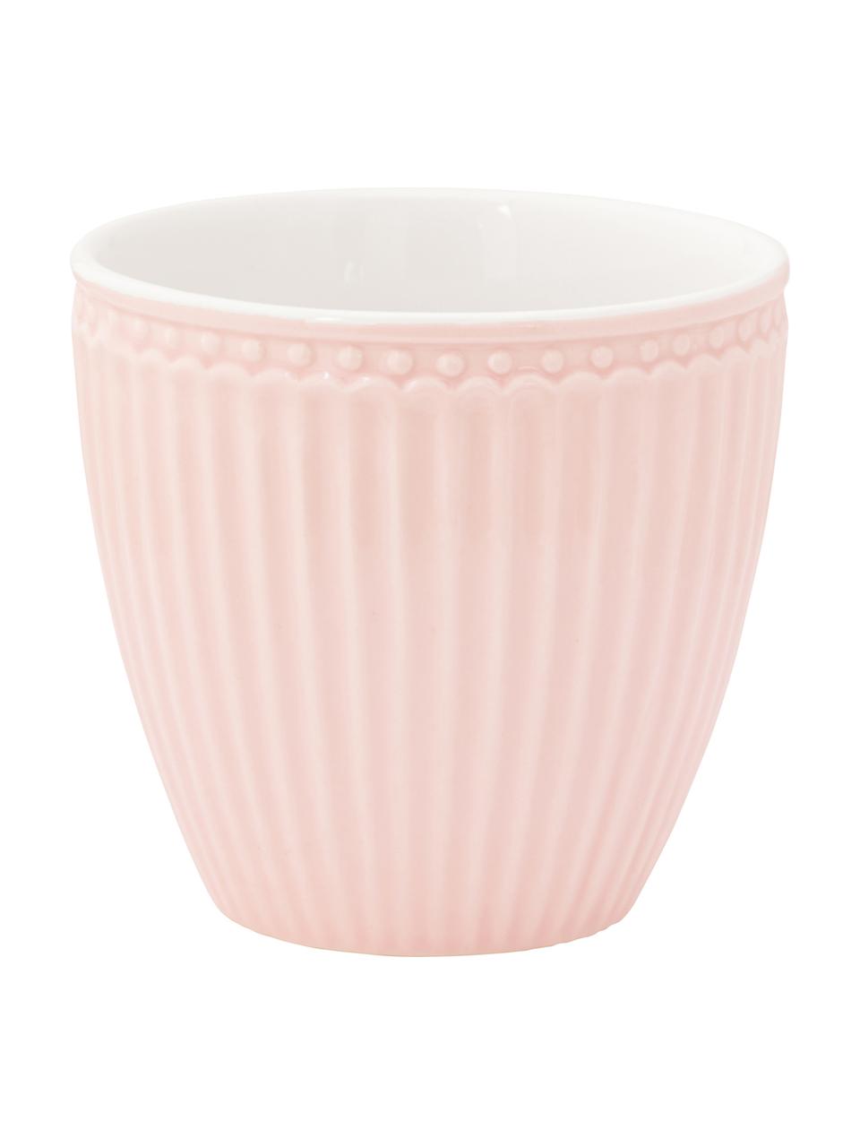 Handgemaakte bekers Alice in roze met reliëfdesign, 2 stuks, Keramiek, Roze, Ø 10 x H 9 cm