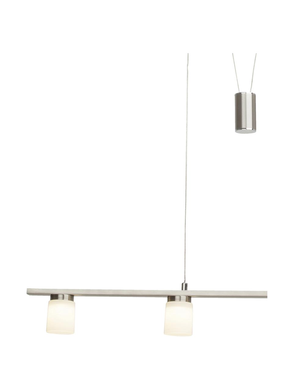 Grote LED hanglamp Betsy van glas, Lampenkap: glas, Baldakijn: metaal, Zilverkleurig, wit, 90 x 90 cm